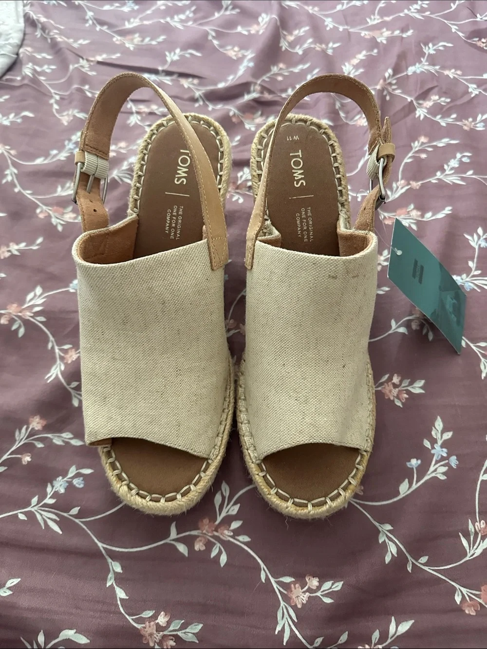 TOMS Natural Canvas Espadrille Slingback Sandals
